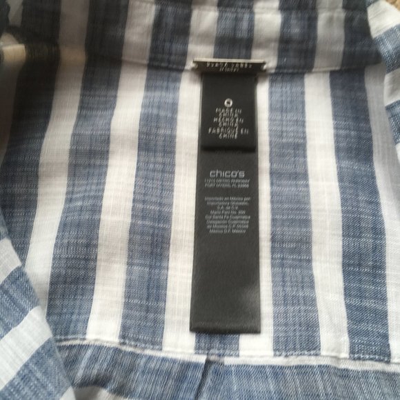 Chico's Black Label Shirt Tunic. 0. Blue and White - Picture 7 of 11